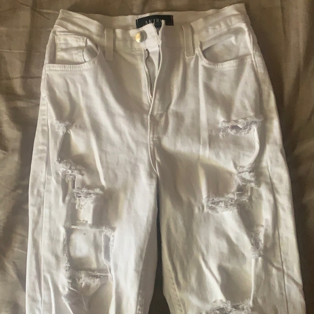 real distressed white jeans